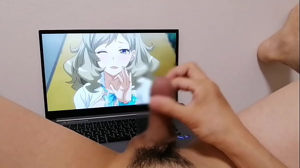 Otaku tesão gemendo masturbando pau grande enquanto assiste linda jovem foder anime Hentai gostoso. filmagem POV