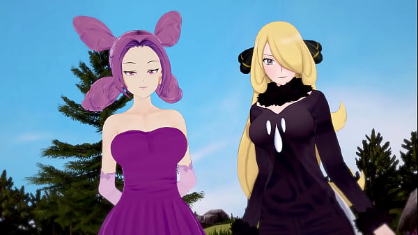 Trío de Pokémon de tetas grandes con Cynthia y Fantina